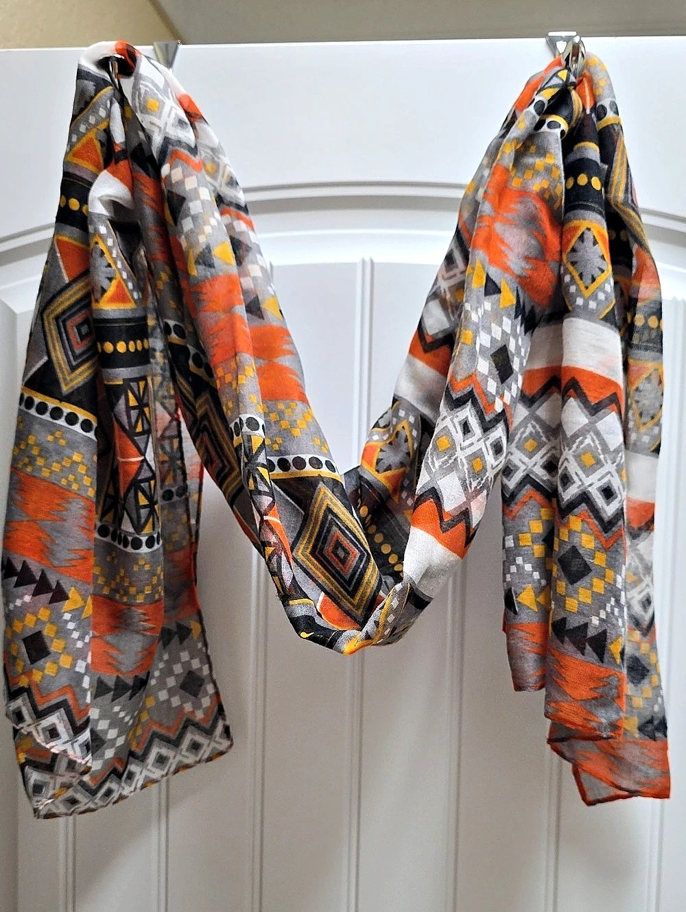 LuLLa Geometric Scarf in Orange & Gray Like New